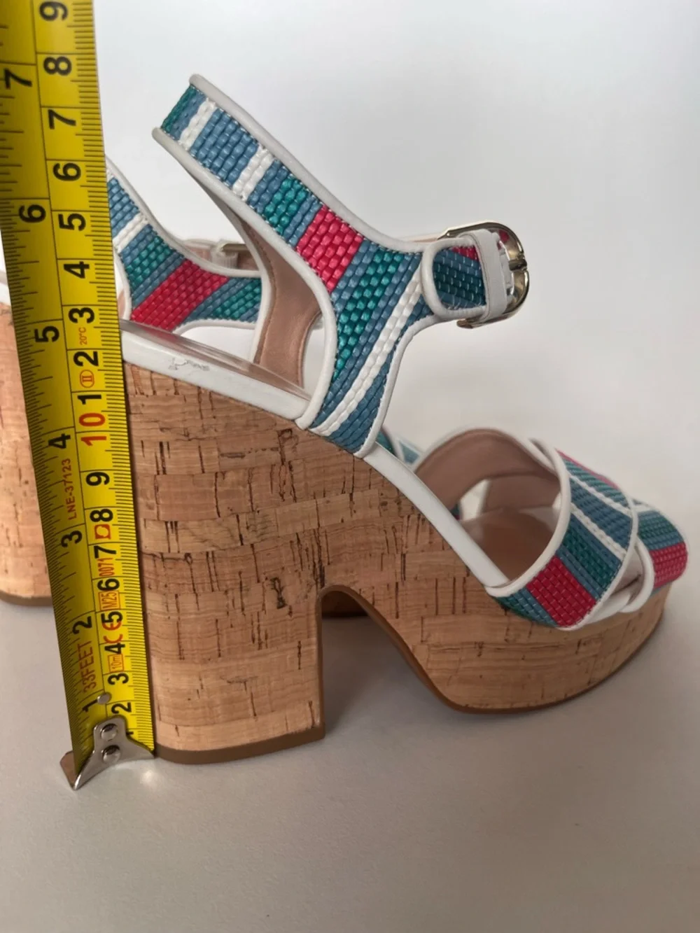Kate Spade Grace Striped Raffia Platform Sandals w Dust Bag Size 7.5